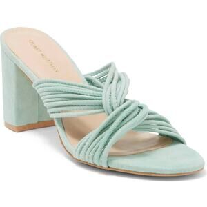 Stuart Weitzman Womens 8.5 Twist Block 75 Slide Suede Heels Eucalyptus Green